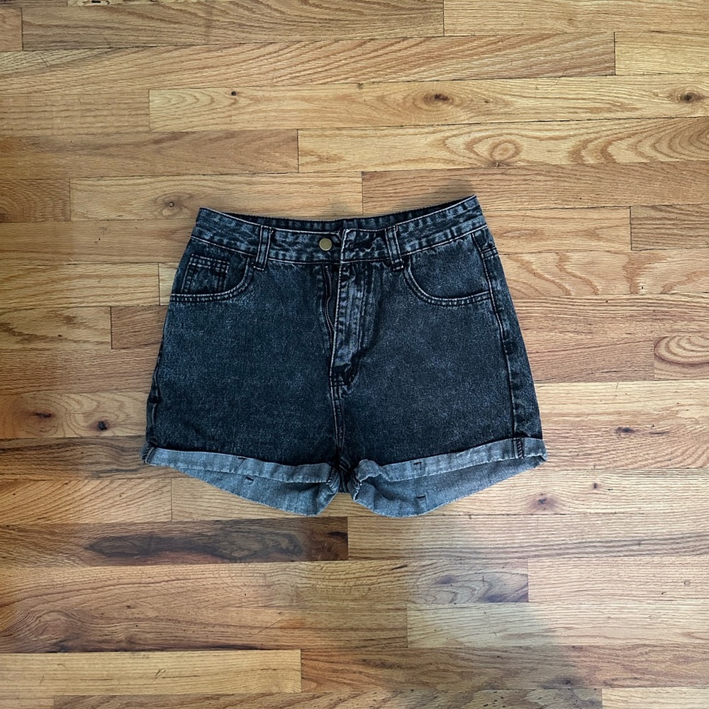 Classic Acid Wash Black Denim Women's Shorts